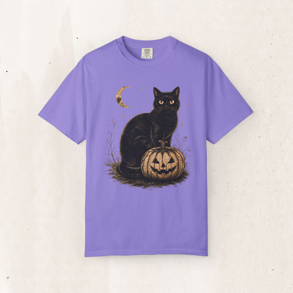 Halloween Black Cat & Pumpkin Tee