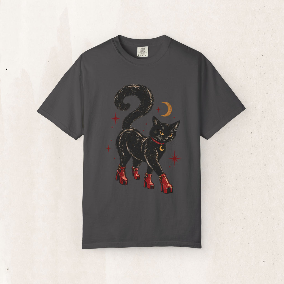 Witchy Cat in Red Boots - Graphic Tee