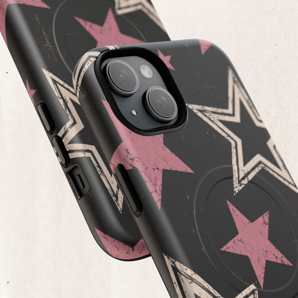 Magnetic Phone Case — Pink Retro Stars Tough Protective Cover Printify