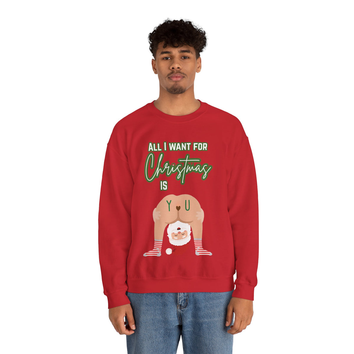All I Want for Christmas Is You Santa Couples Sweatshirt in Maroon, alternate view