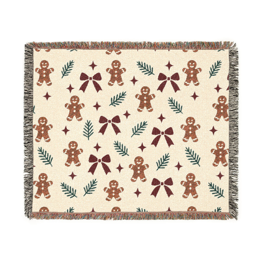 Gingerbread Holiday Woven Blanket Printify