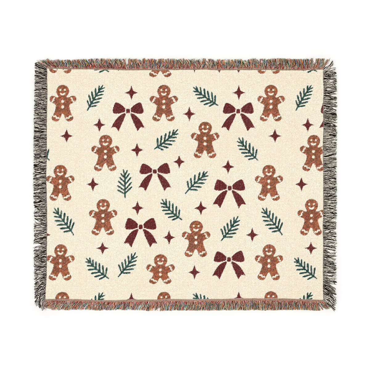 Gingerbread Holiday Woven Blanket Printify
