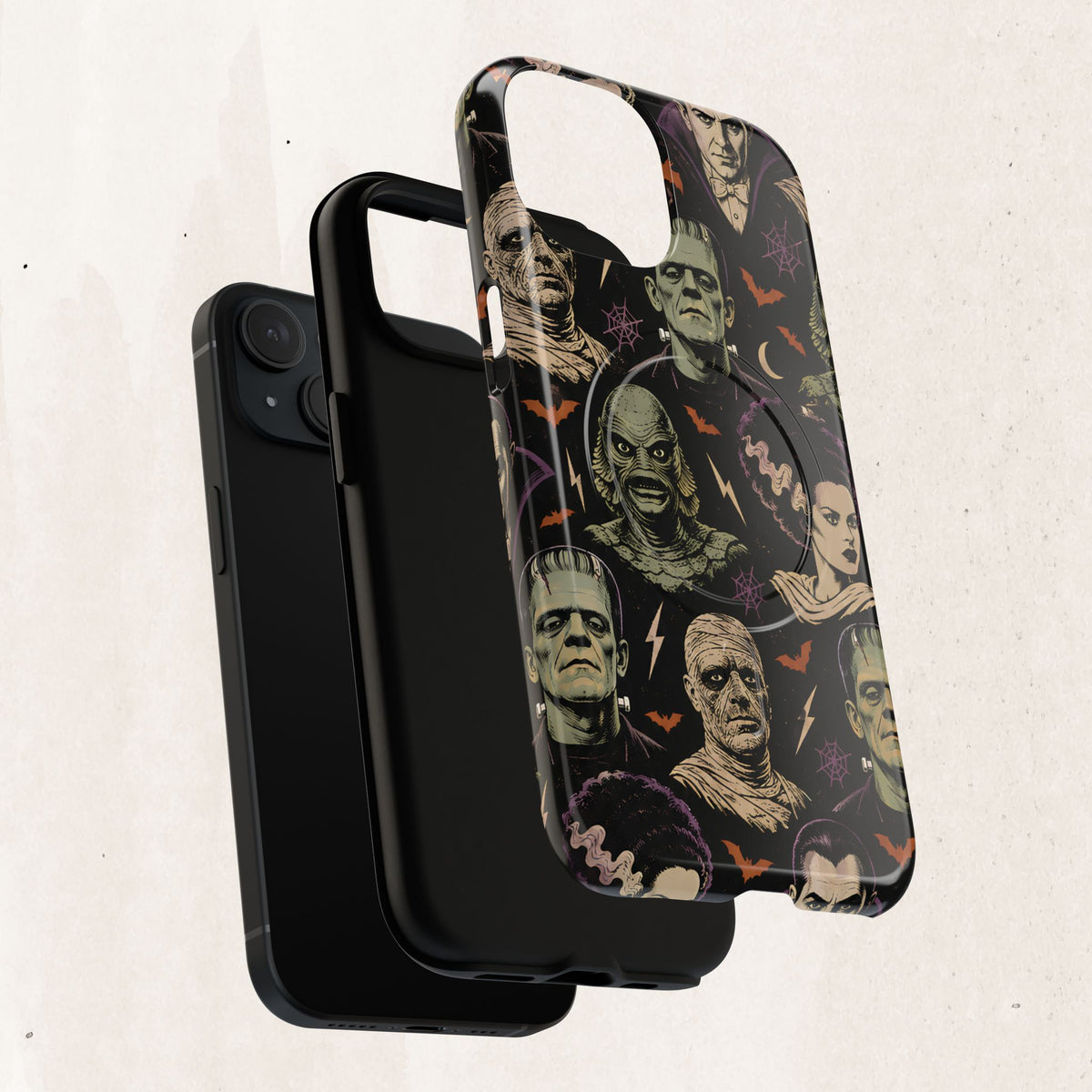 Monster Mash Magnetic Phone Case — Retro Classic Horror Collage