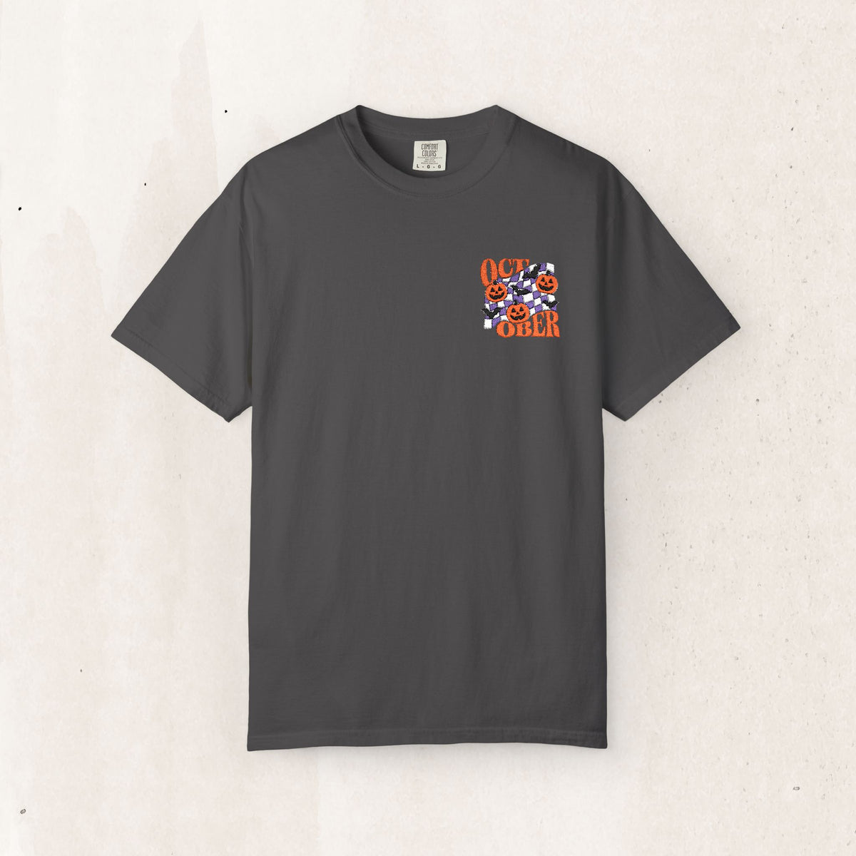 Embroidered Retro "October" Halloween Tee
