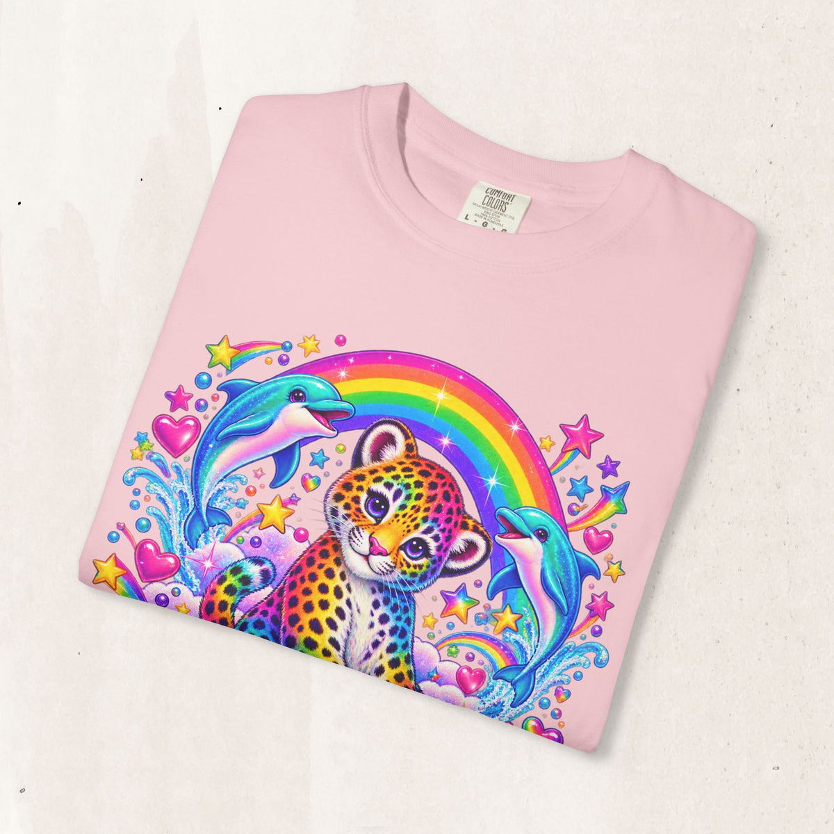 Lisa Frank Inspired Leopard Rainbow Tee