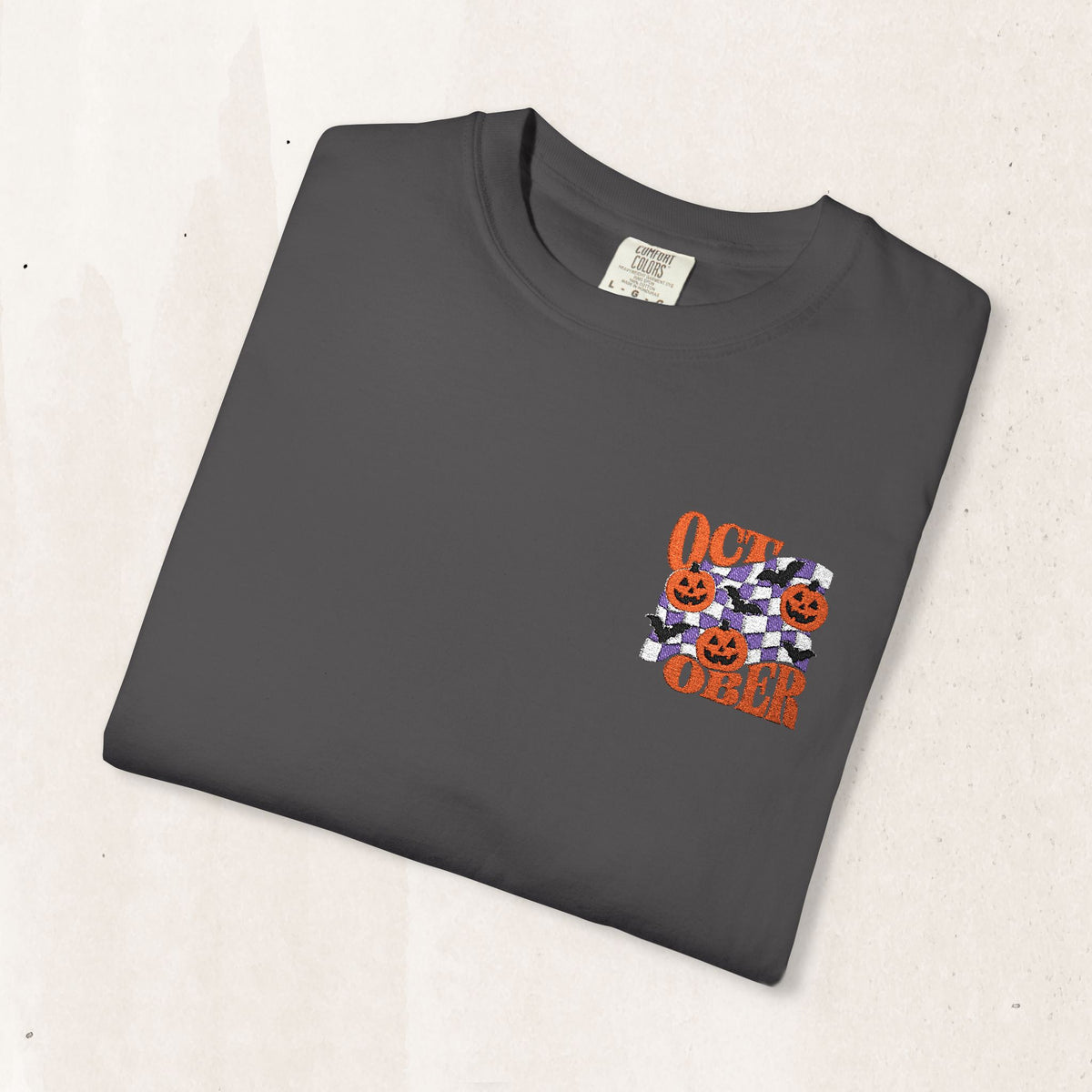 Embroidered Retro "October" Halloween Tee