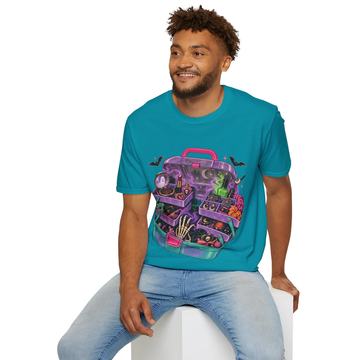 Witchy Makeup Case T‑Shirt — Spooky CABOODLE Kit Graphic Tee