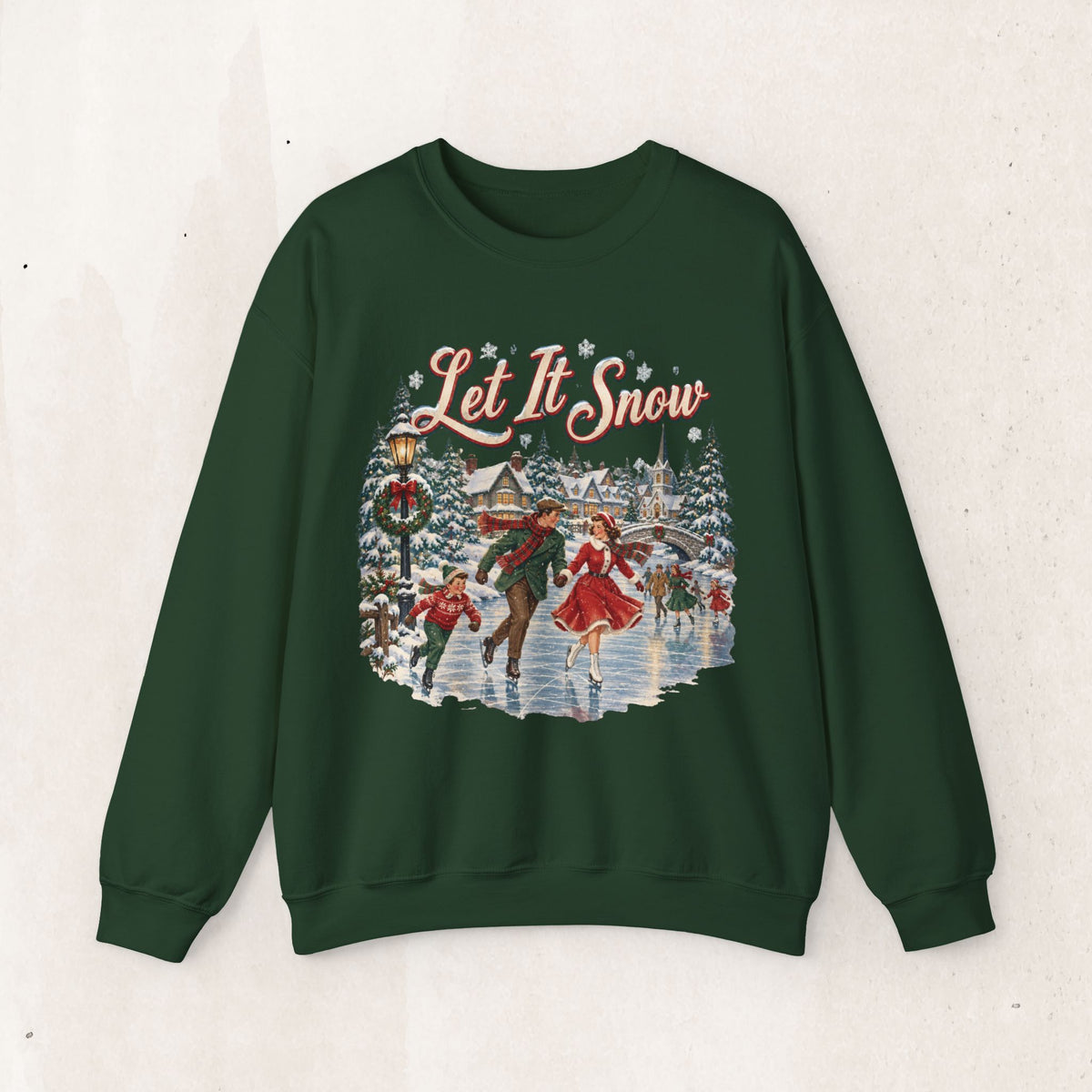 Let It Snow Christmas Sweatshirt, Winter Wonderland Ice Skating Crewneck