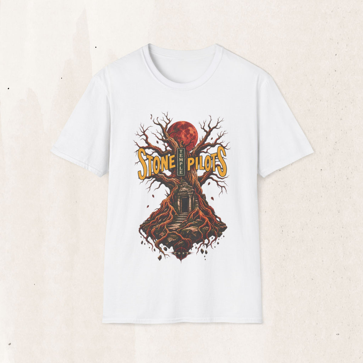Stone Pilots Vintage Rock Tee – Distressed Retro Band Shirt – White