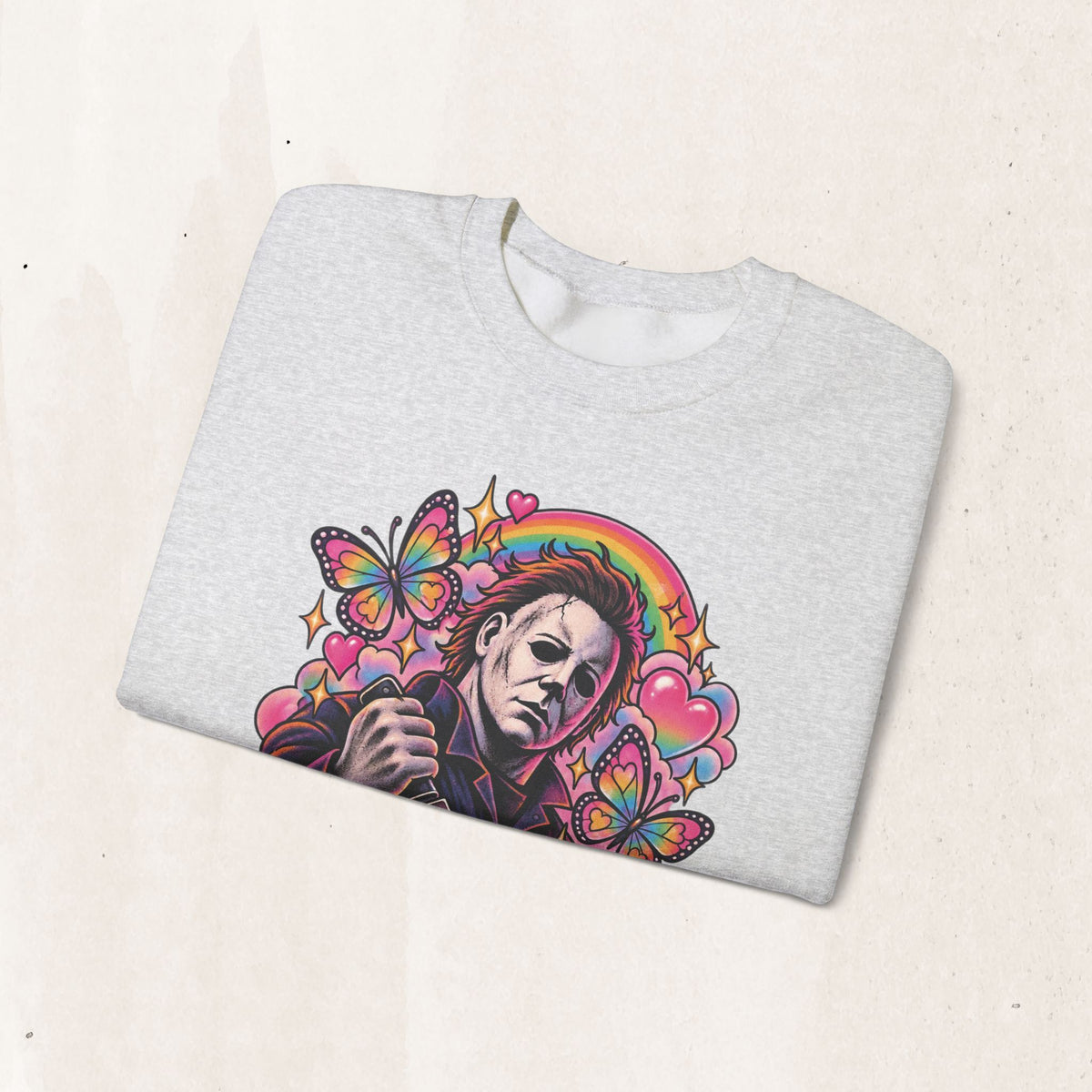 Colorful Michael Myers Horror Heart Crewneck