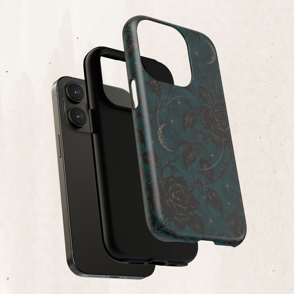Teal Moon & Black Rose Tough Protective Case
