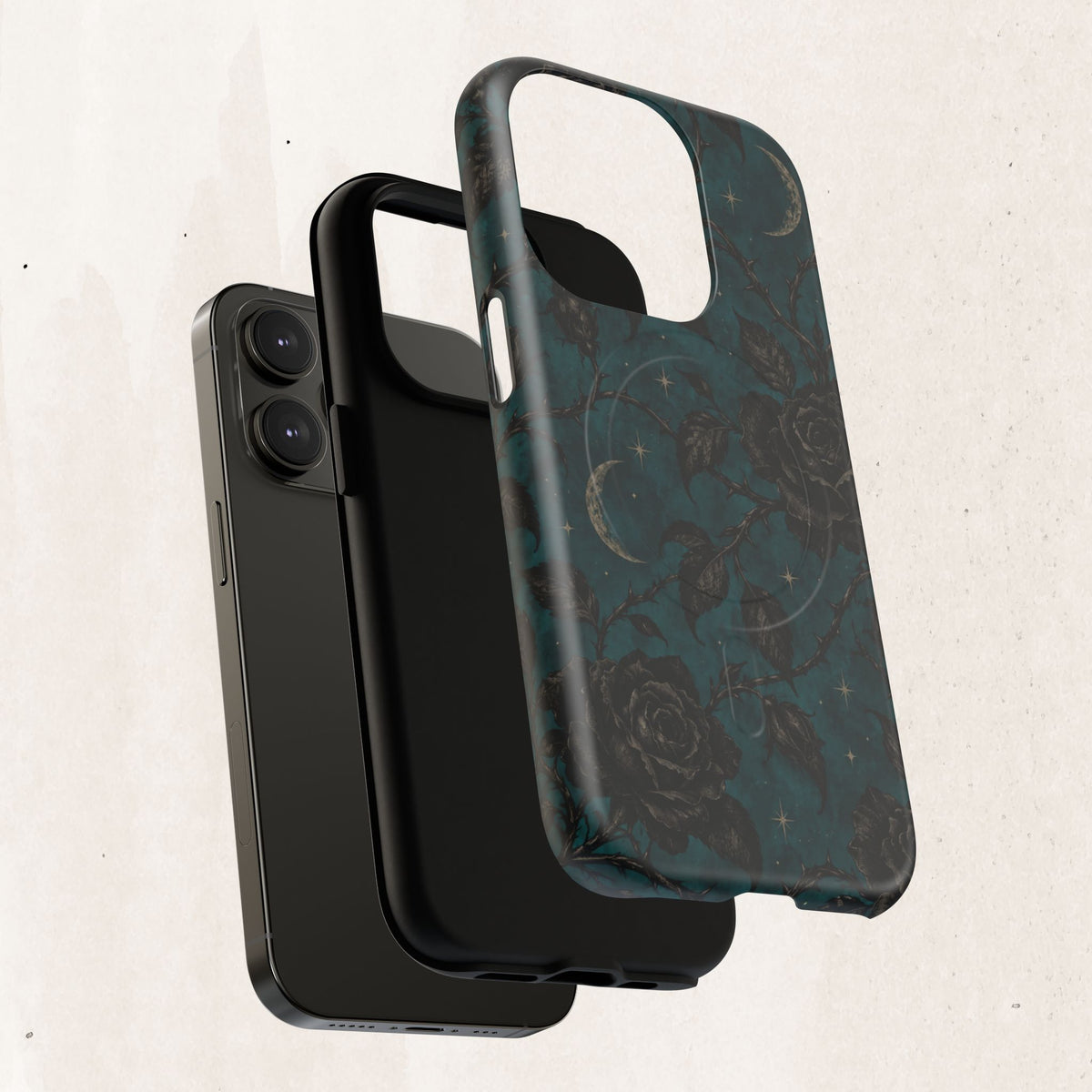 Teal Moon & Black Rose Tough Protective Case