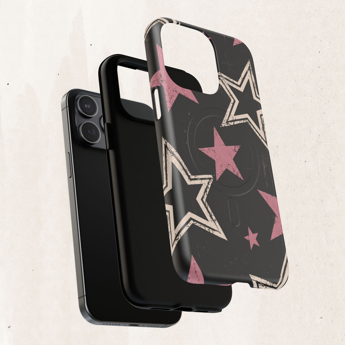 Magnetic Phone Case — Pink Retro Stars Tough Protective Cover Printify
