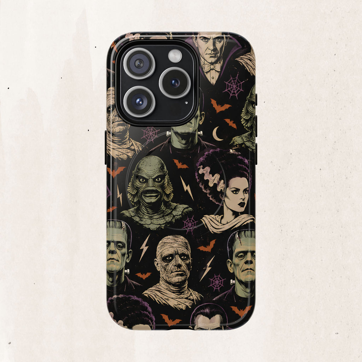 Monster Mash Magnetic Phone Case — Retro Classic Horror Collage