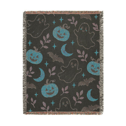 Halloween Ghost & Pumpkin Woven Blanket