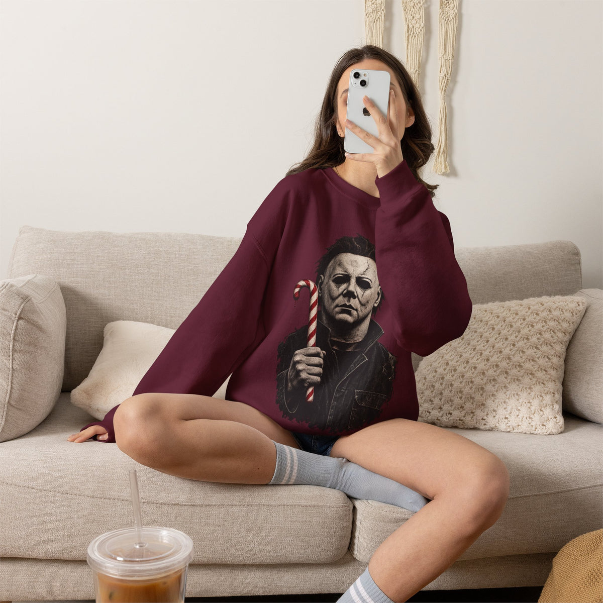 Michael Myers Candycane Crewneck Sweatshirt