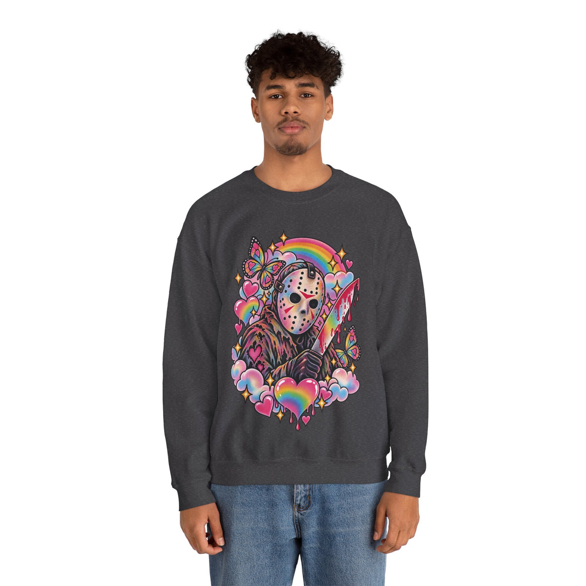 Jason Mask Rainbow Horror Crewneck Sweatshirt