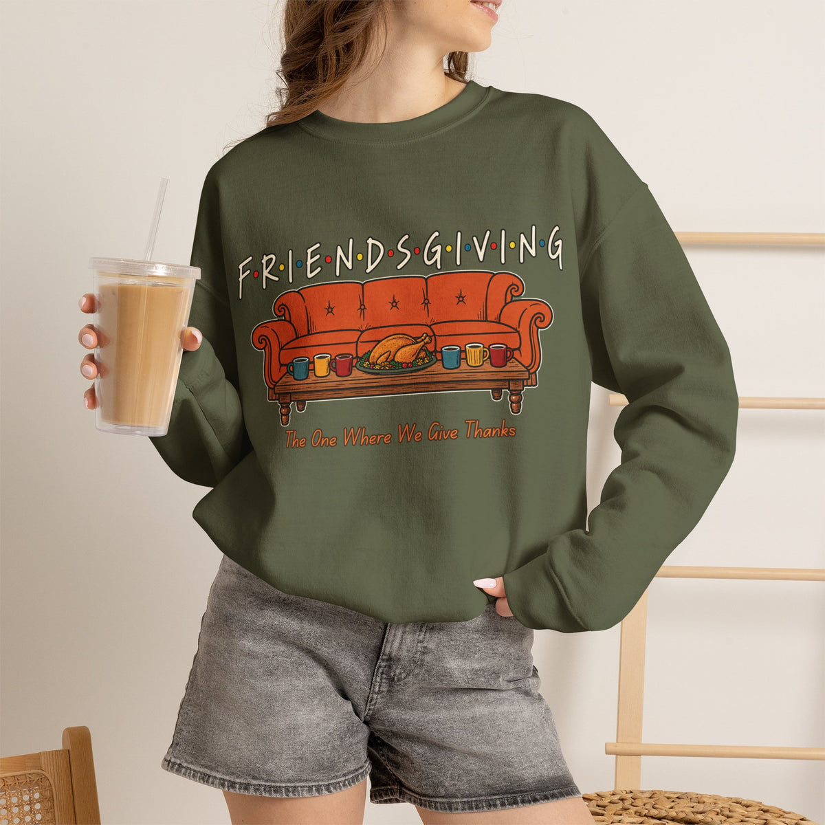 Friendsgiving: The One Where We Give Thanks Crewneck Sweatshirt Printify