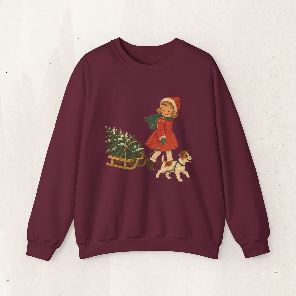 Vintage Christmas Girl and Puppy sweatshirt