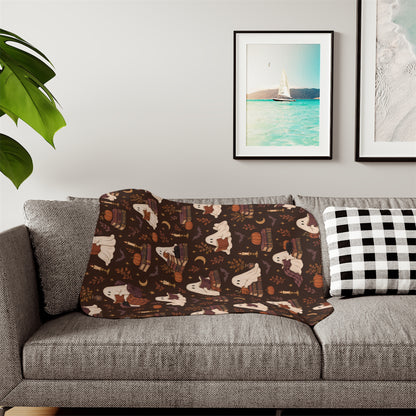 Autumn Ghosts & Books Sherpa Blanket