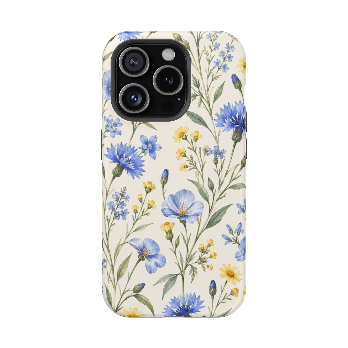 Floral Blue Cornflower Tough Magnetic Phone Case, alternate view