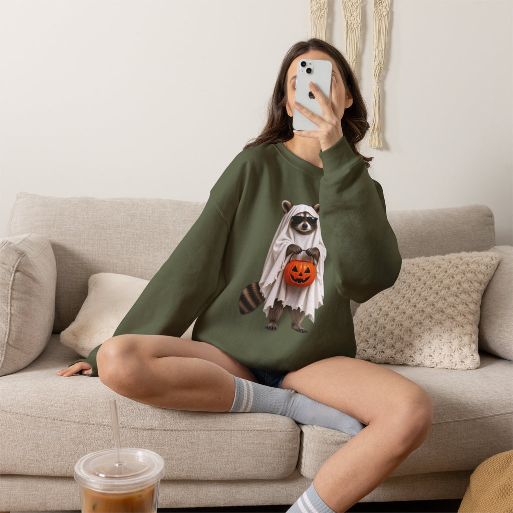 Halloween Raccoon Crewneck Sweatshirt