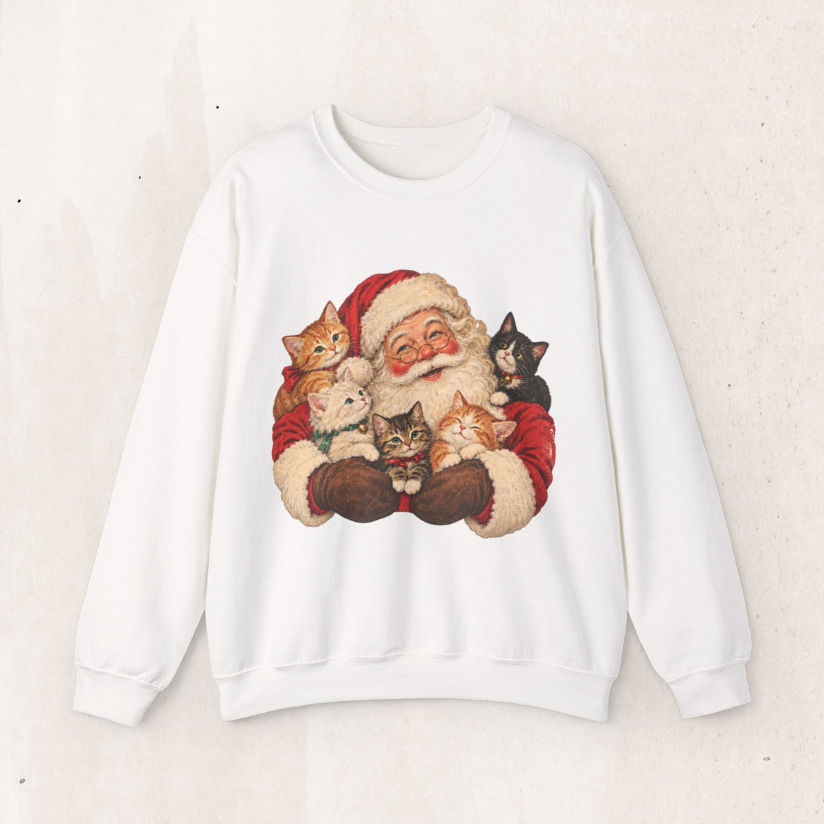 Santa and cats Christmas crewneck sweatshirt