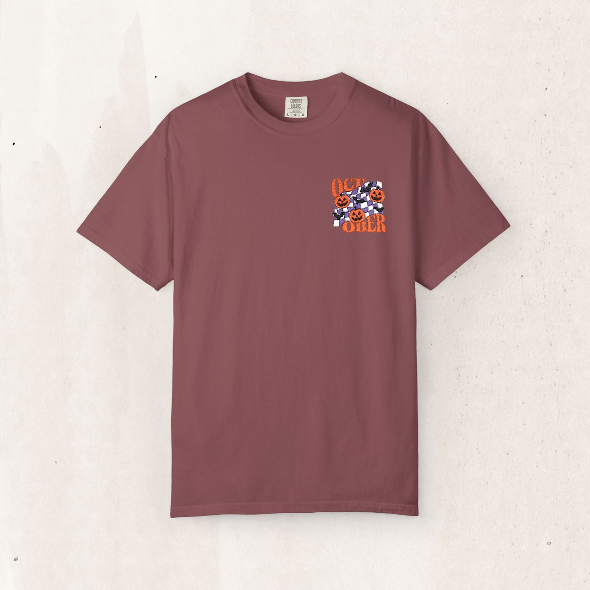 Embroidered Retro "October" Halloween Tee