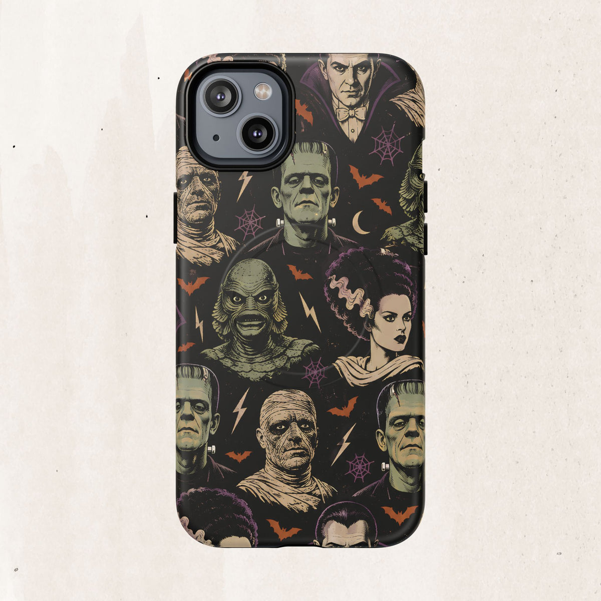Monster Mash Magnetic Phone Case — Retro Classic Horror Collage