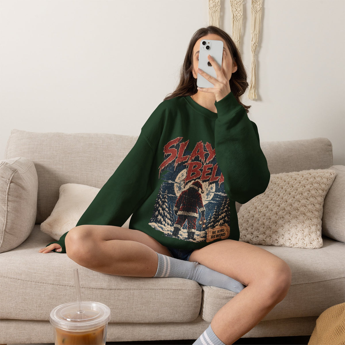 Slay Bells Christmas Sweatshirt, Horror Christmas Crewneck