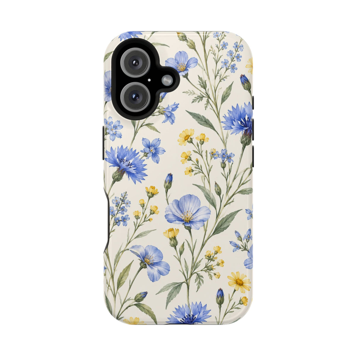 Floral Blue Cornflower Tough Magnetic Phone Case, alternate view