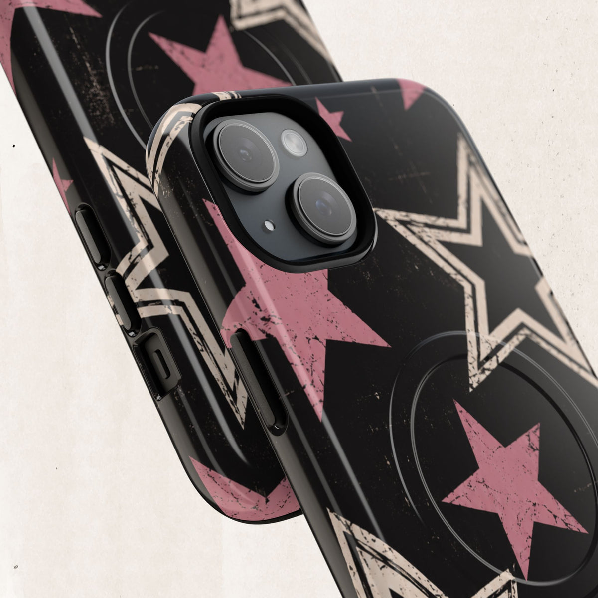 Magnetic Phone Case — Pink Retro Stars Tough Protective Cover Printify