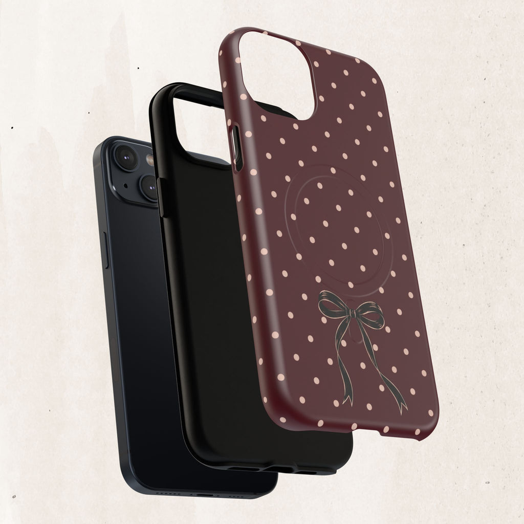 Burgundy Polka Dot Magnetic Phone Case Printify