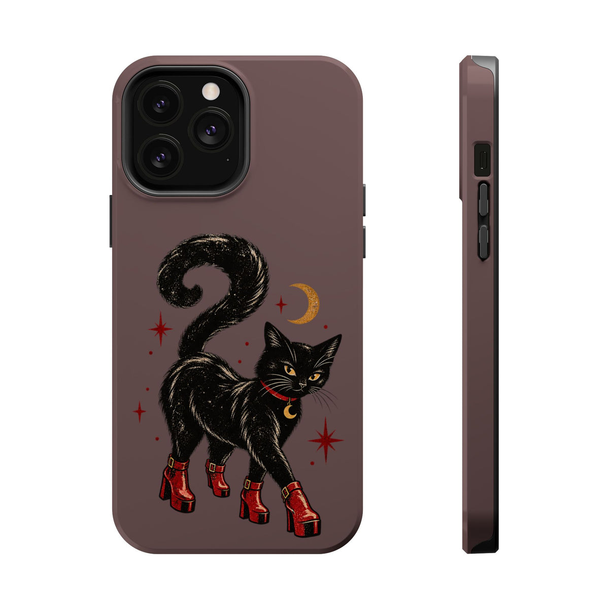 Black Cat in Red Boots MagSafe Phone Case, alternate view