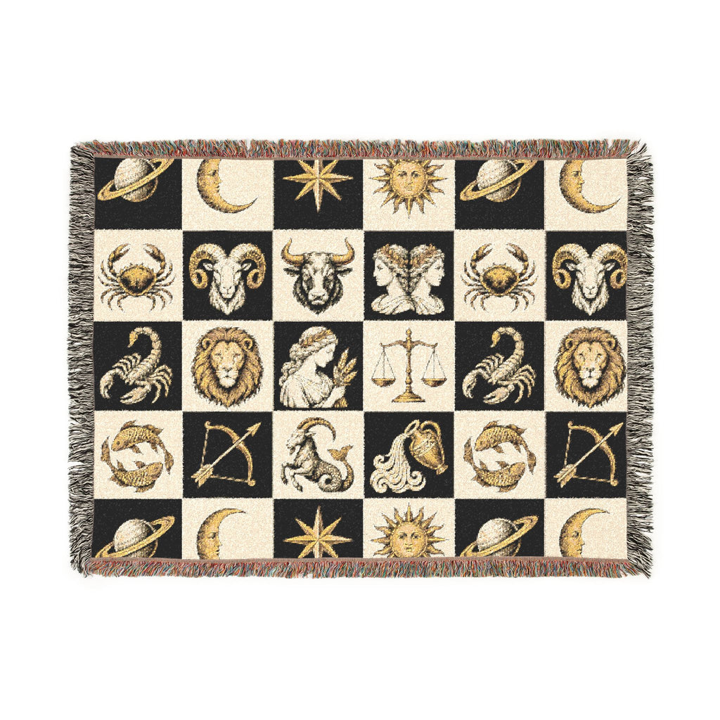 Zodiac Checkerboard Woven Blanket Printify
