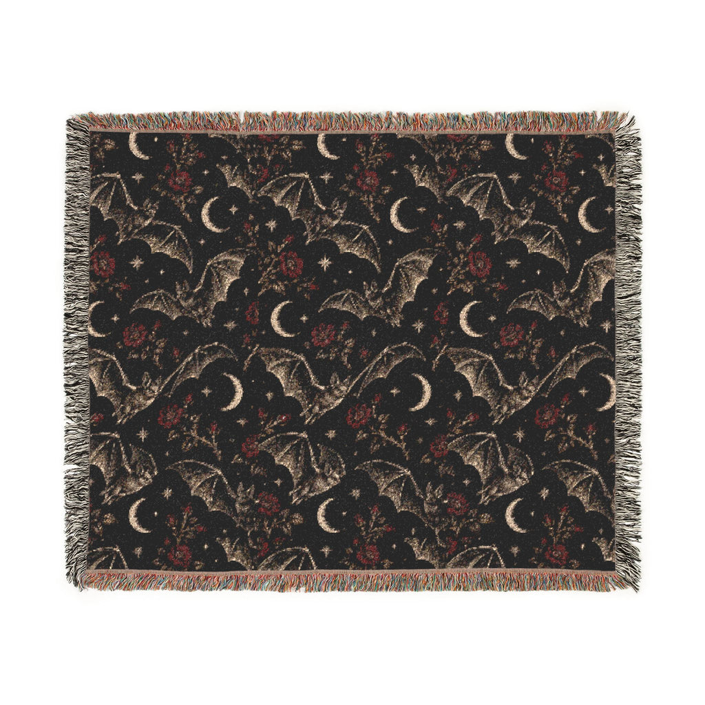 Gothic Bats Woven Throw Blanket Printify