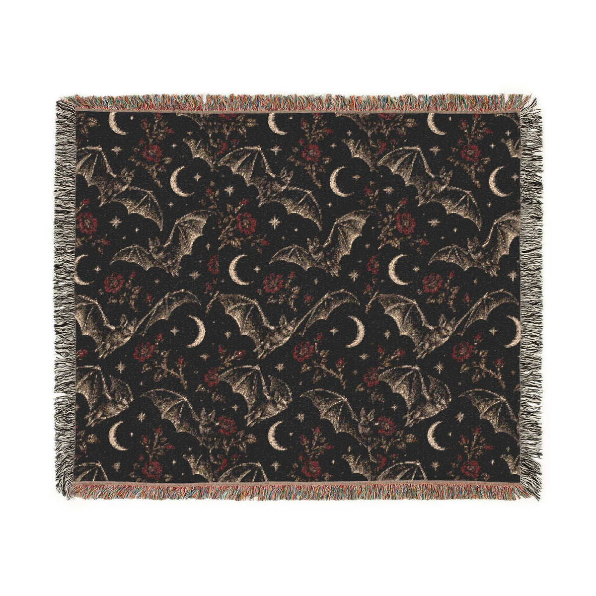 Gothic Bats Woven Throw Blanket Printify