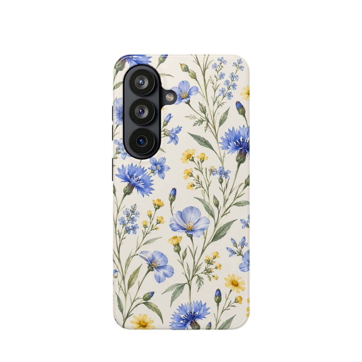 Floral Blue Cornflower Tough Magnetic Phone Case, alternate view