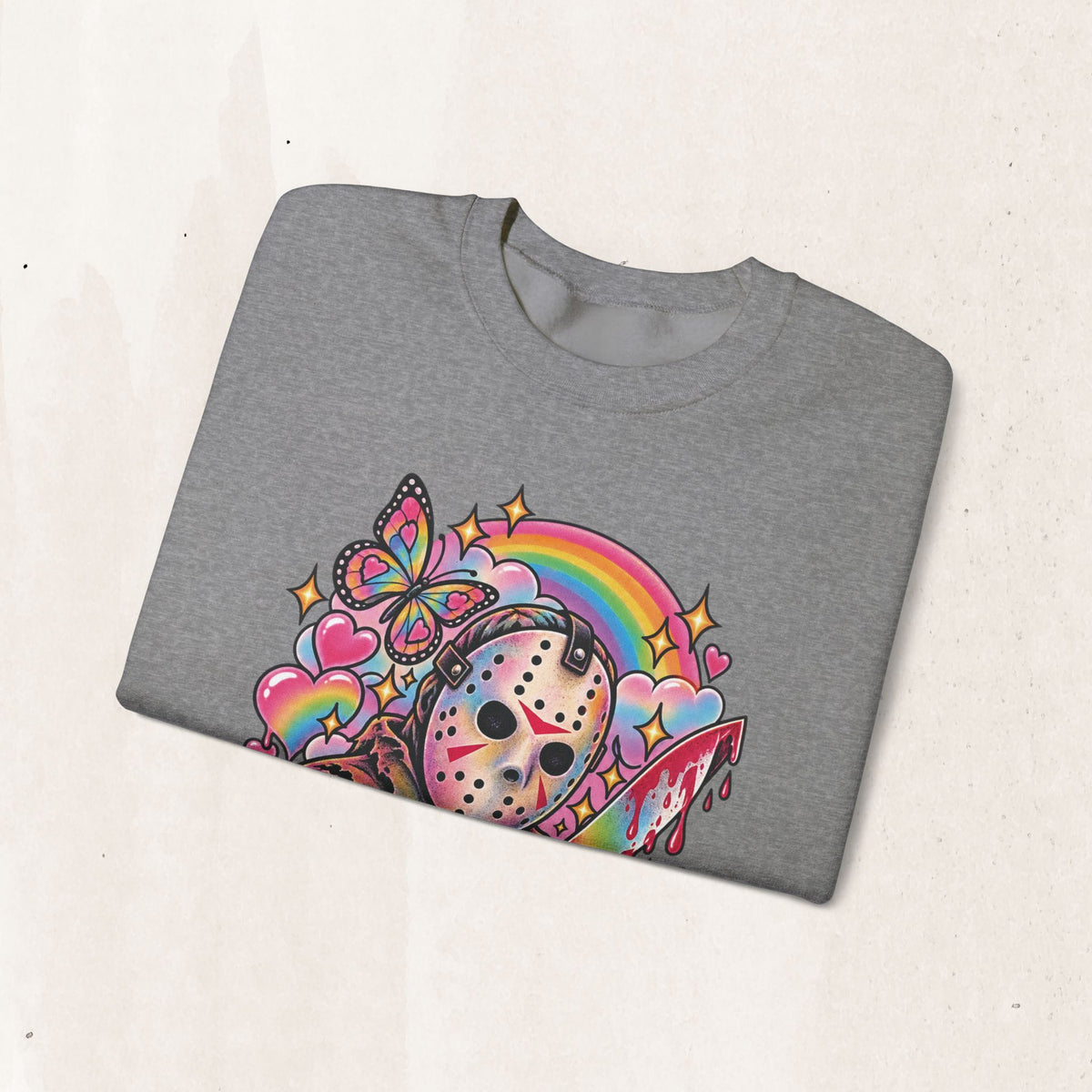 Jason Mask Rainbow Horror Crewneck Sweatshirt