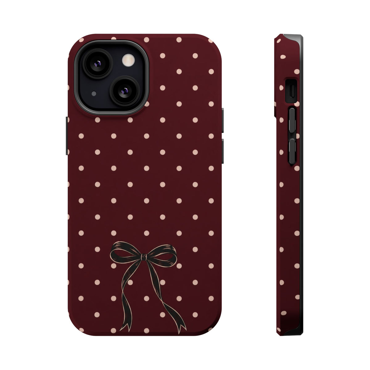 Burgundy Polka Dot Magnetic Phone Case, alternate view