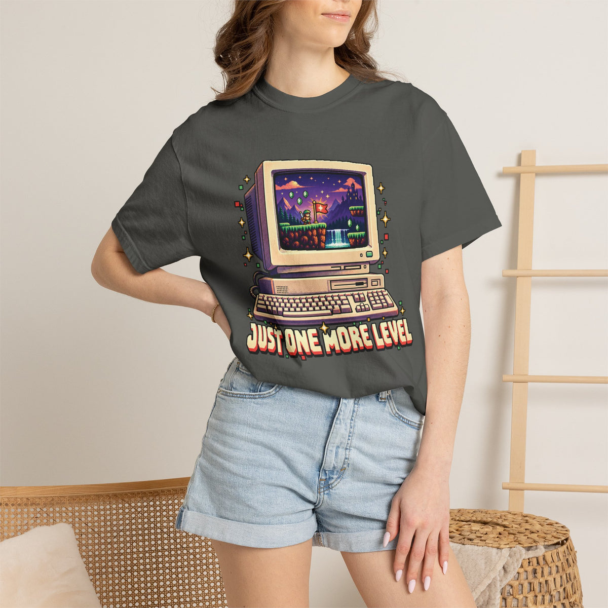 Retro Computer 'Just One More Level' Gaming Tee