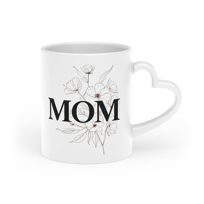 Mom Heart Mug — Floral Script Mother's Day Coffee Cup