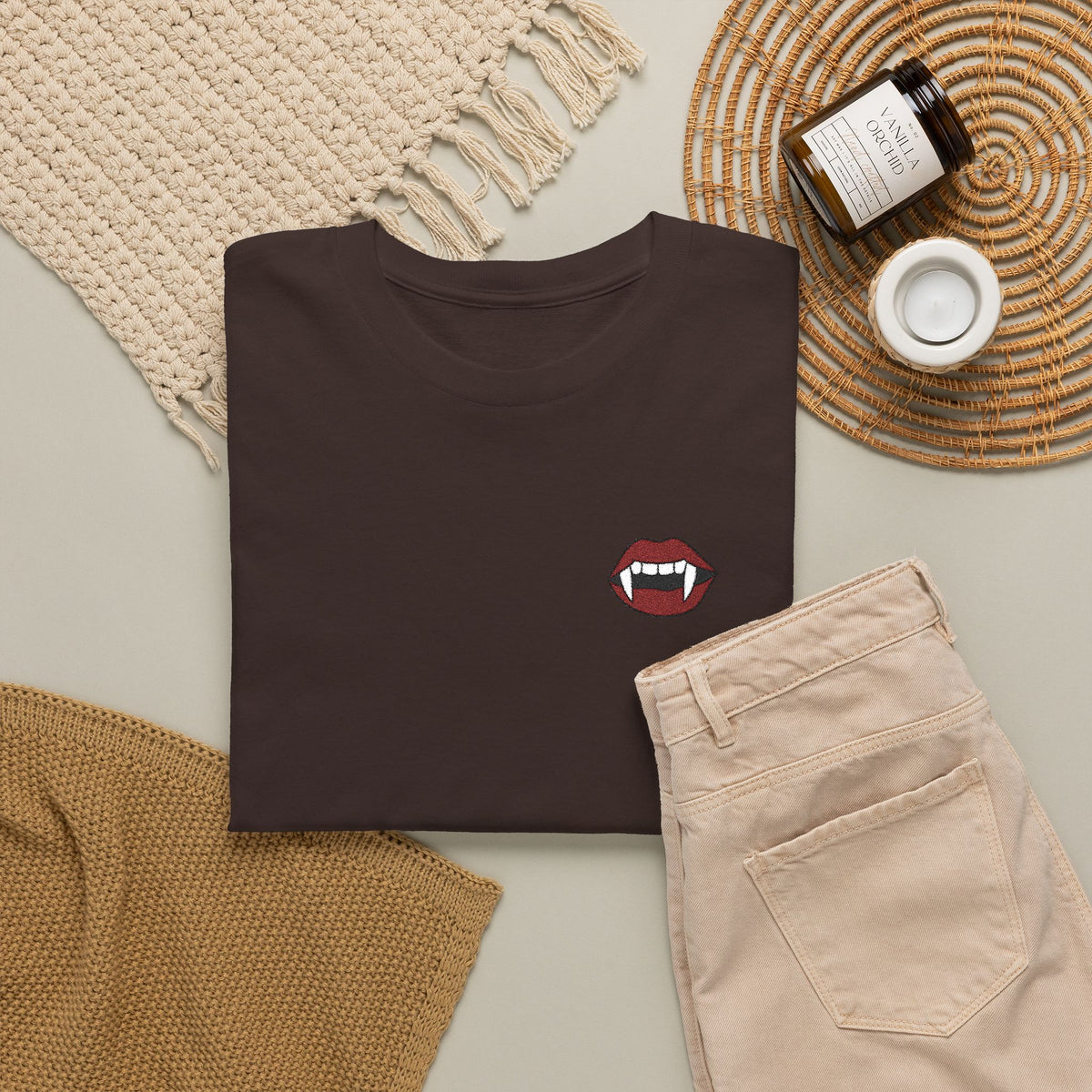 Embroidered Vampire Fangs Tee