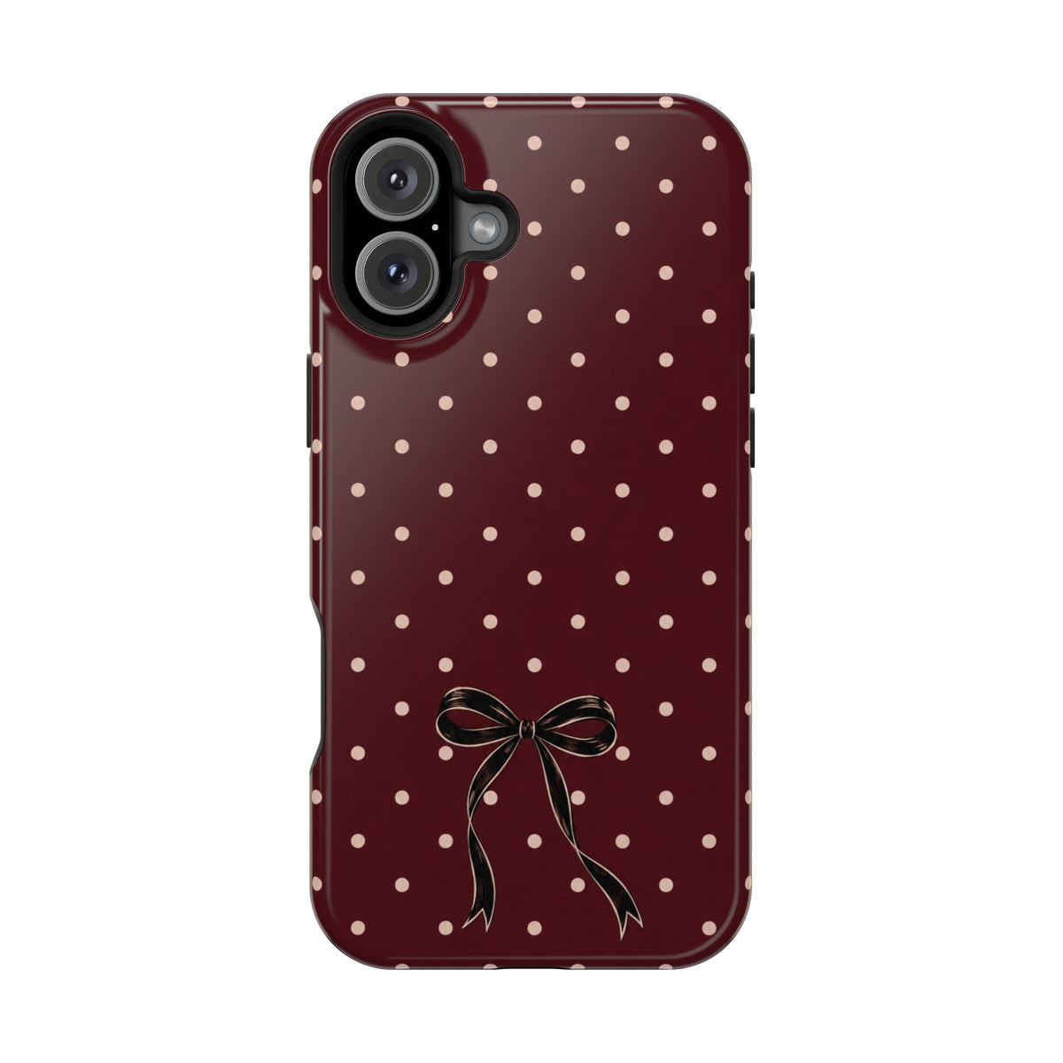 Burgundy Polka Dot Magnetic Phone Case, alternate view