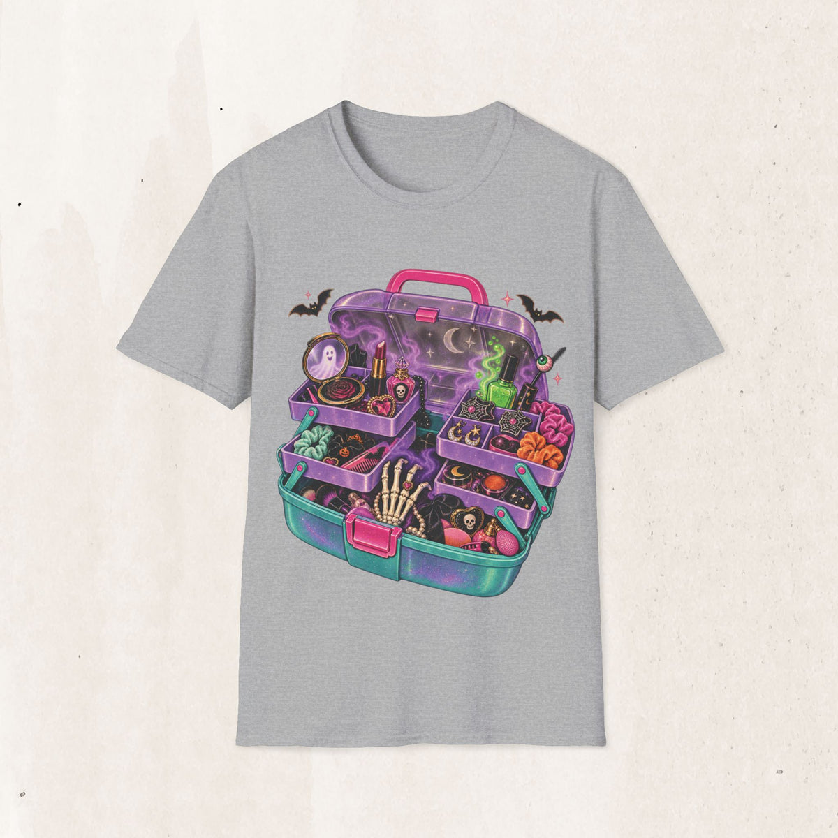 Witchy Makeup Case T‑Shirt — Spooky CABOODLE Kit Graphic Tee