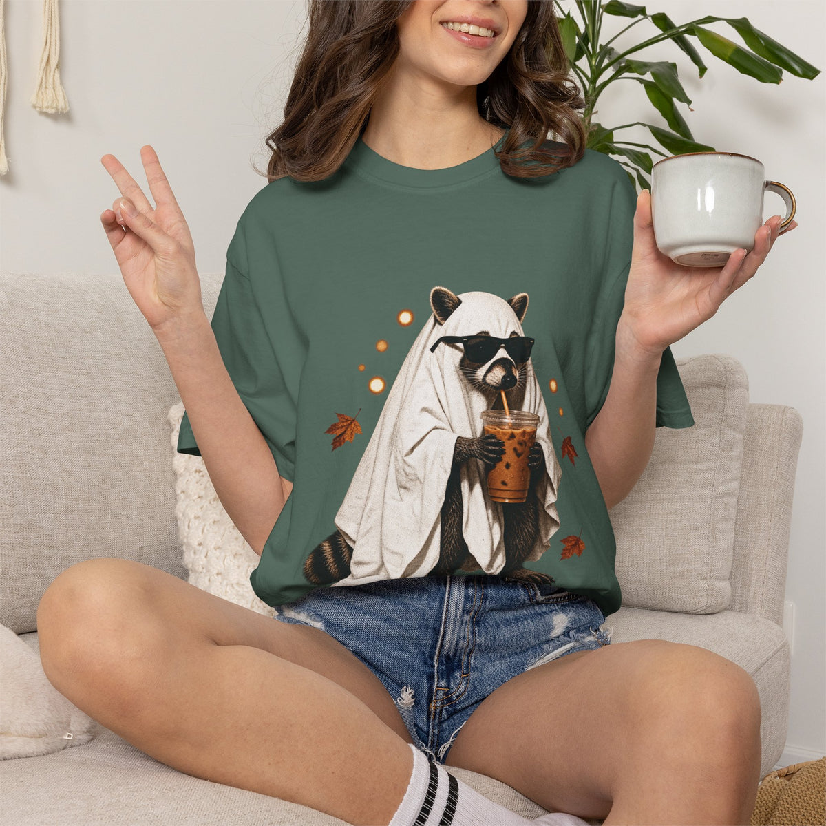 Halloween Raccoon Ghost Costume Tee