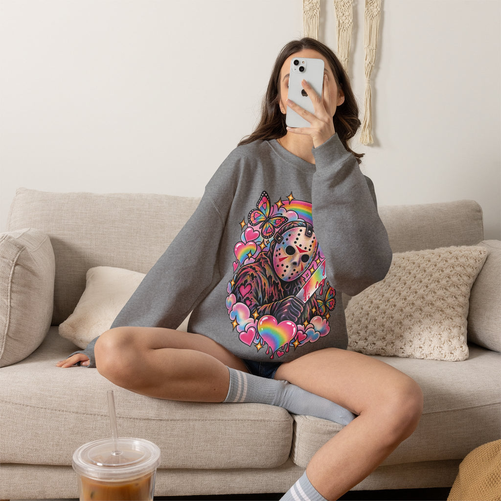 Jason Mask Rainbow Horror Crewneck Sweatshirt