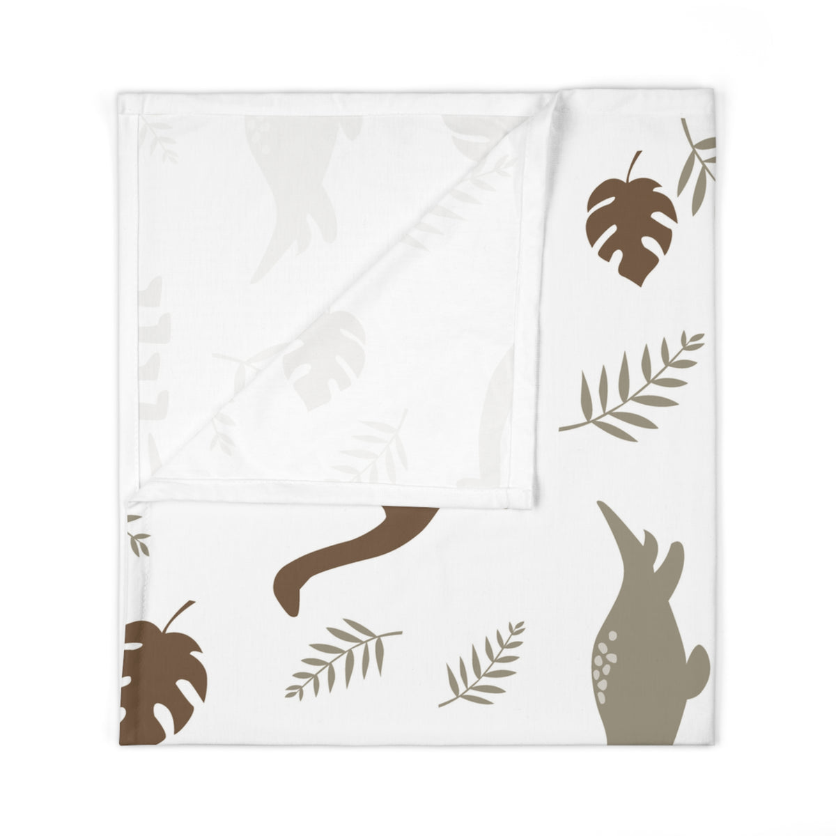 Dinosaur Baby Swaddle Blanket — Neutral Brown Dino Pattern Newborn Wrap