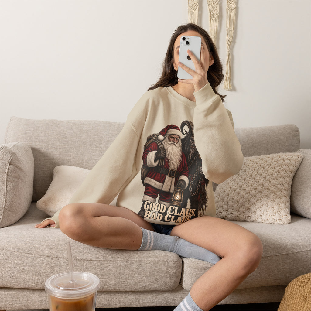 Krampus & Santa Claus Christmas Crewneck Sweater