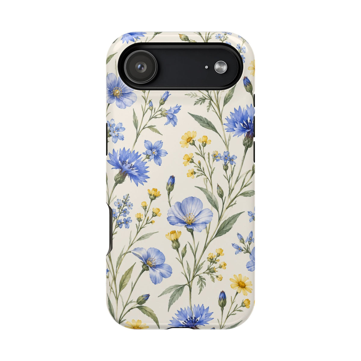 Floral Blue Cornflower Tough Magnetic Phone Case, alternate view